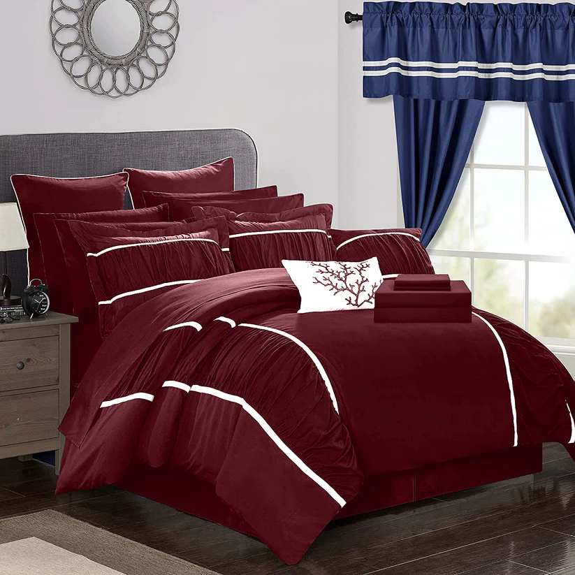 Decor Vertical Ruched Pleated Duvet Set 100% Organic Cotton 600TC 3-Piece